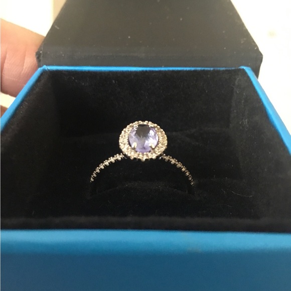 NWOT Vintage Solid 10K White Gold Tanzanite & Diamond Ring - Picture 12 of 14
